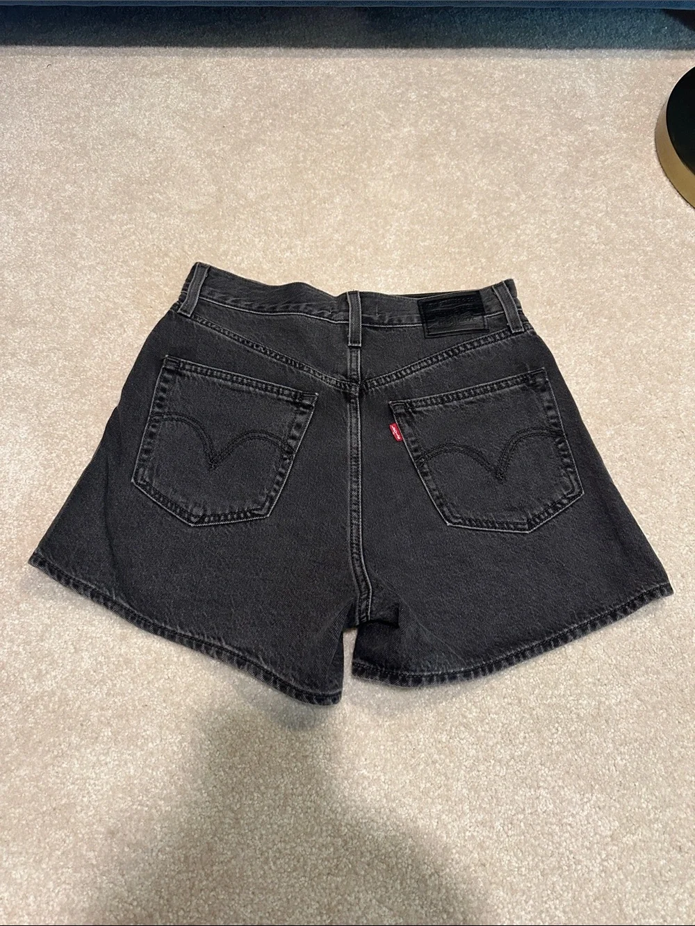 Levi's Black High-Rise A-Line Denim Shorts